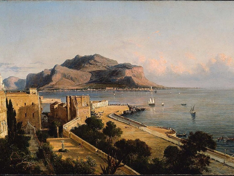 1814-George Loring Brown - Monte Pellegrino a Palermo, Italia, 1856